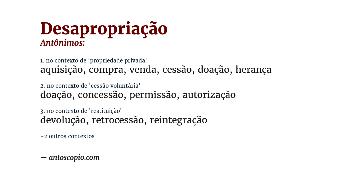 Antônimo de desapropriação