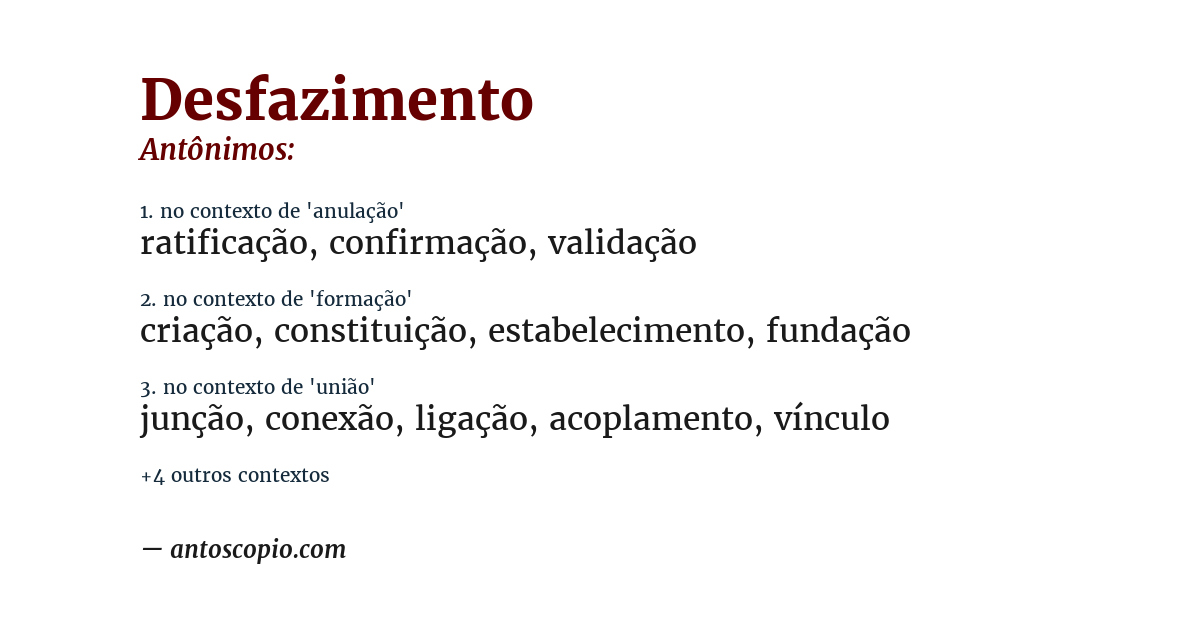 Antônimo de desfazimento