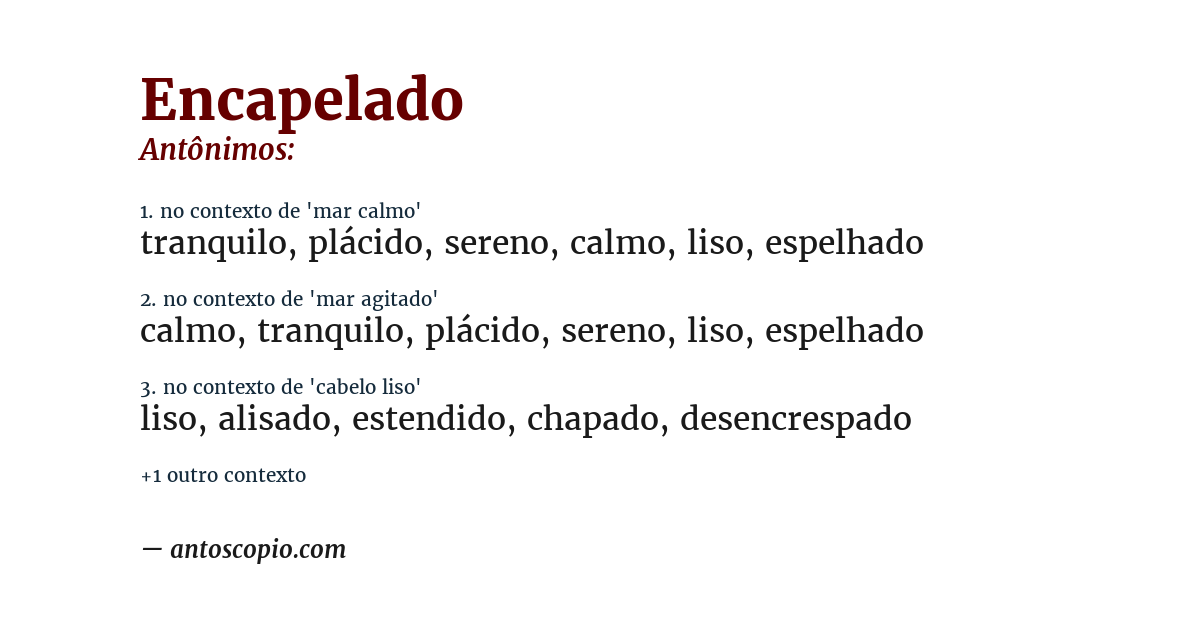 Antônimo de encapelado