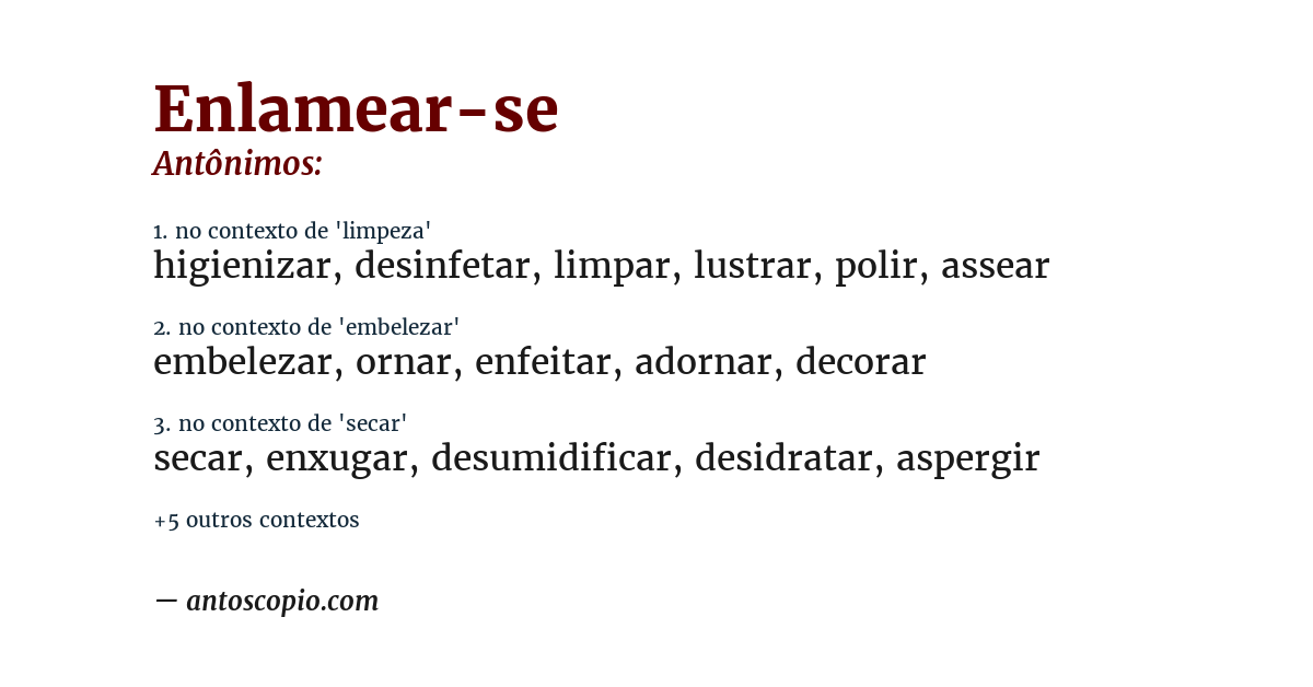 Antônimo de enlamear-se