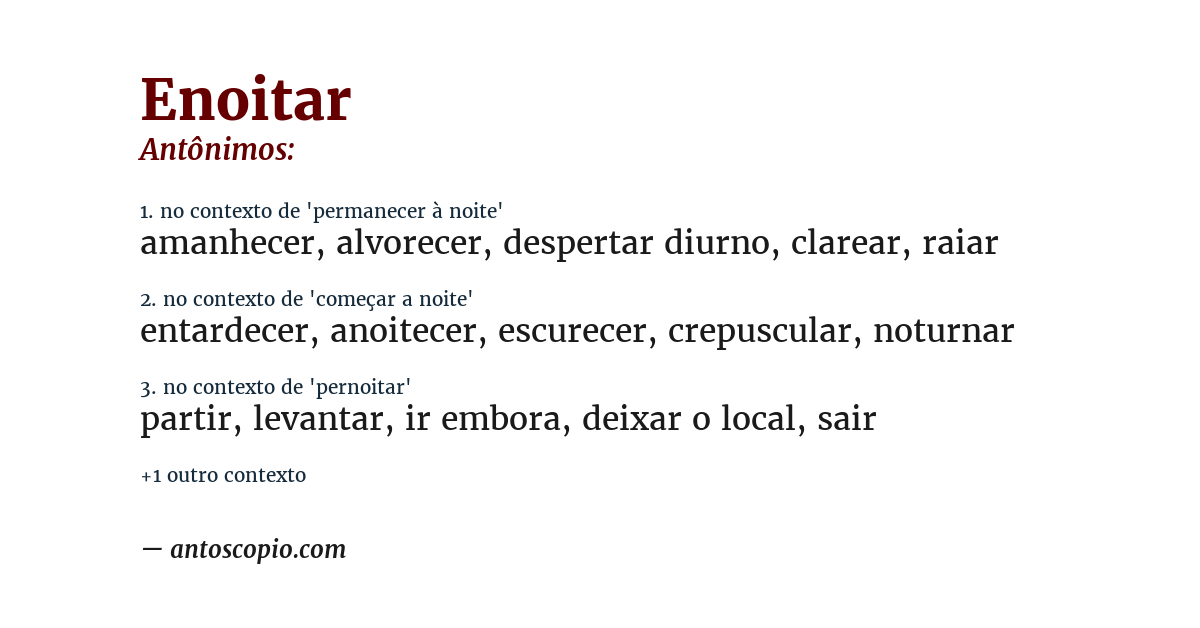 Antônimo de enoitar