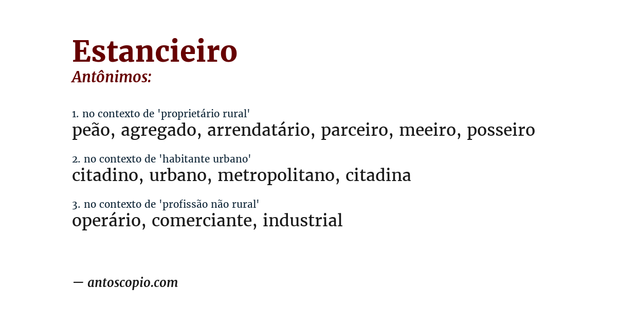 Antônimo de estancieiro