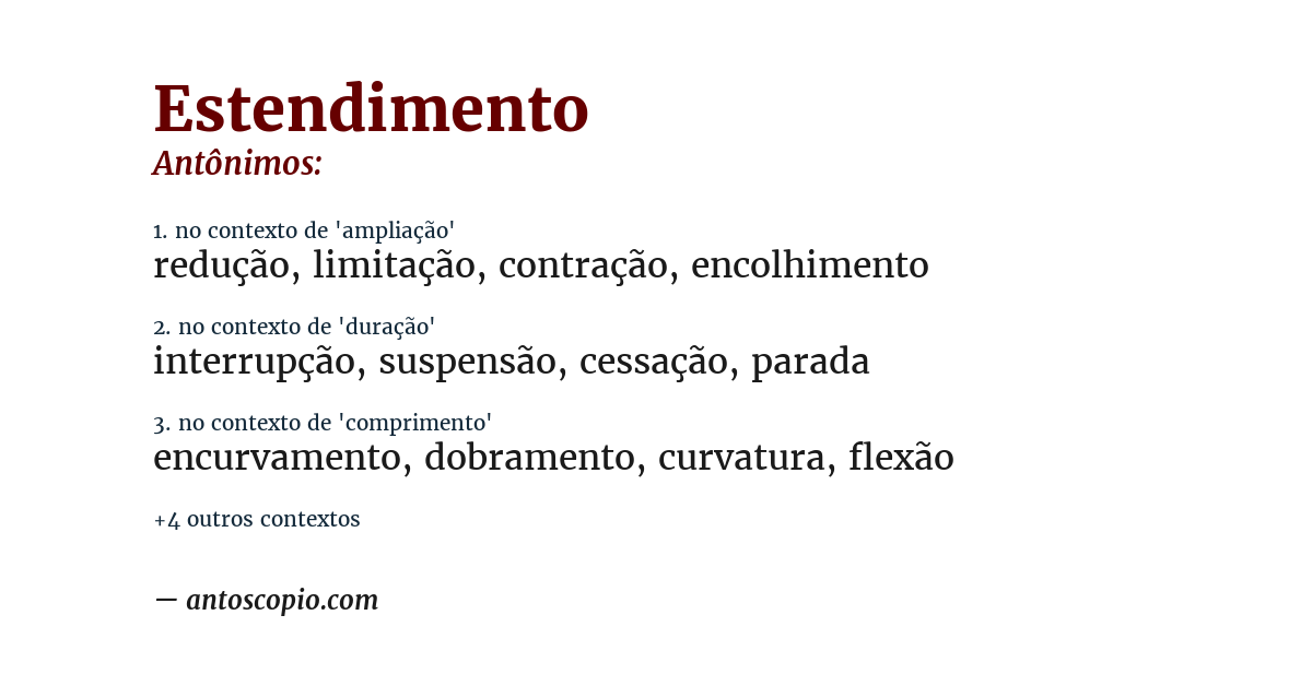 Antônimo de estendimento