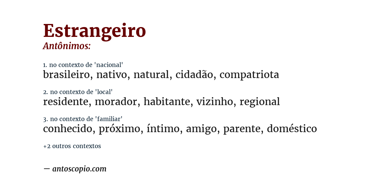 Antônimo de estrangeiro