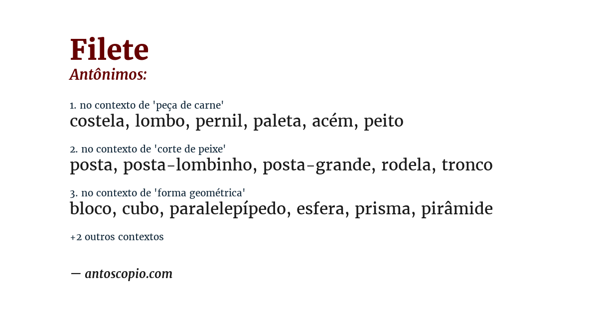 Antônimo de filete