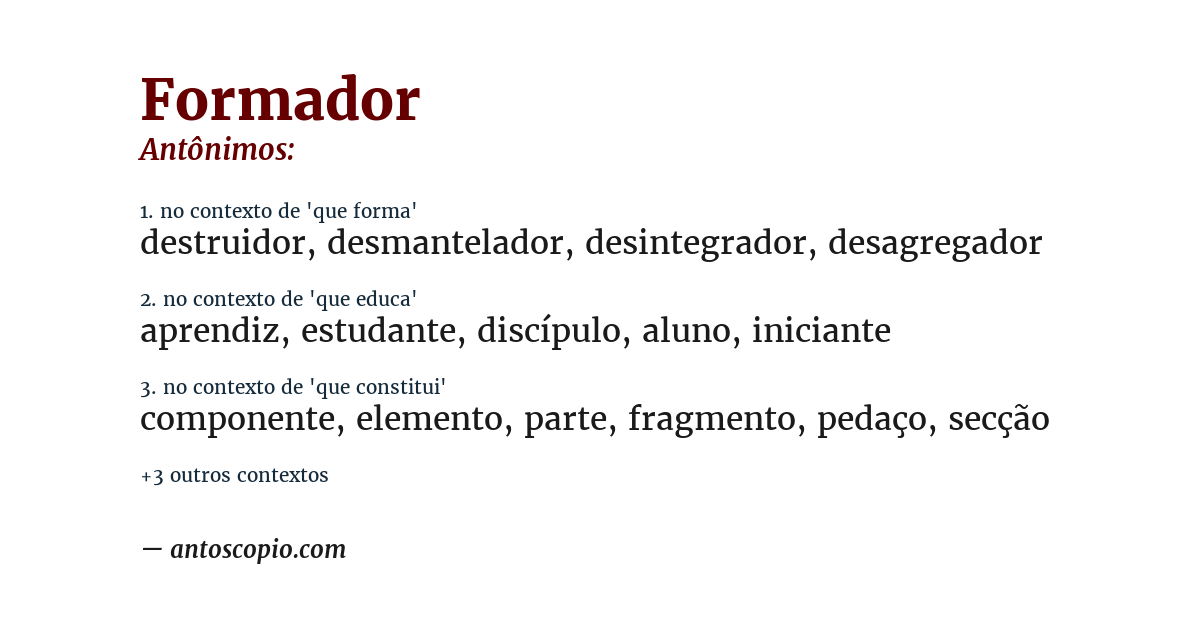 Antônimo de formador