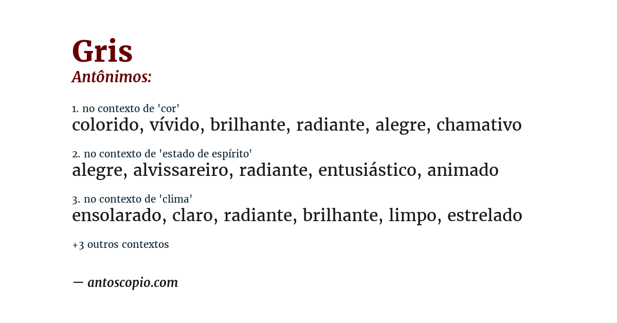 Antônimo de gris