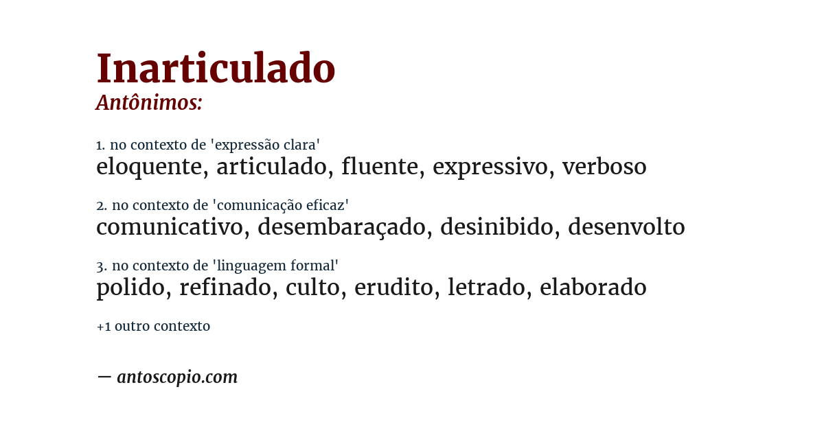 Antônimo de inarticulado