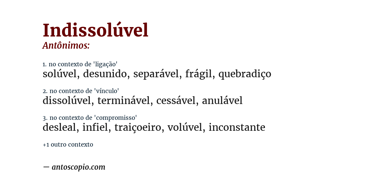 Antônimo de indissolúvel