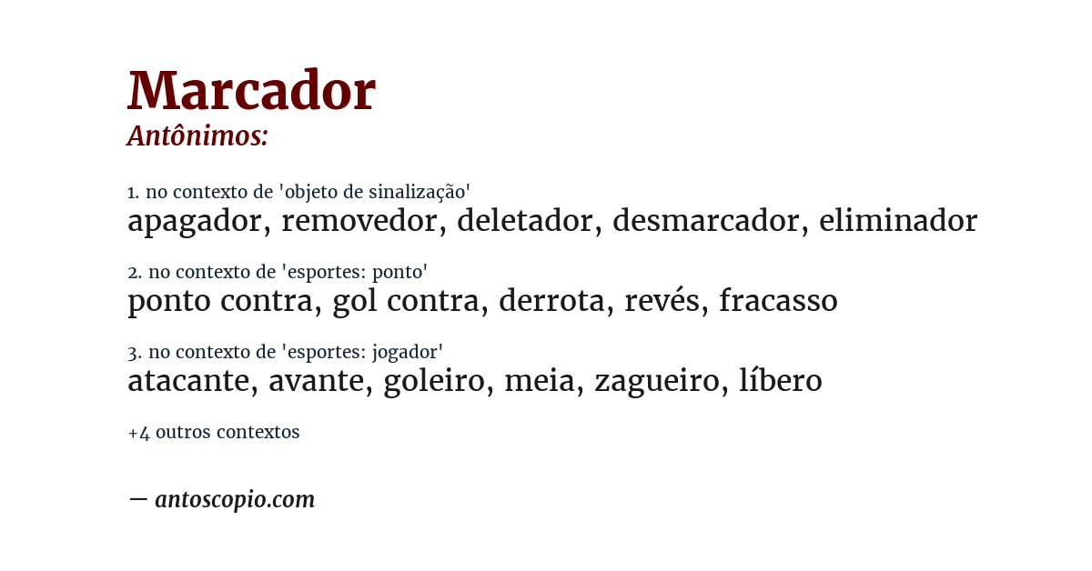 Antônimo de marcador