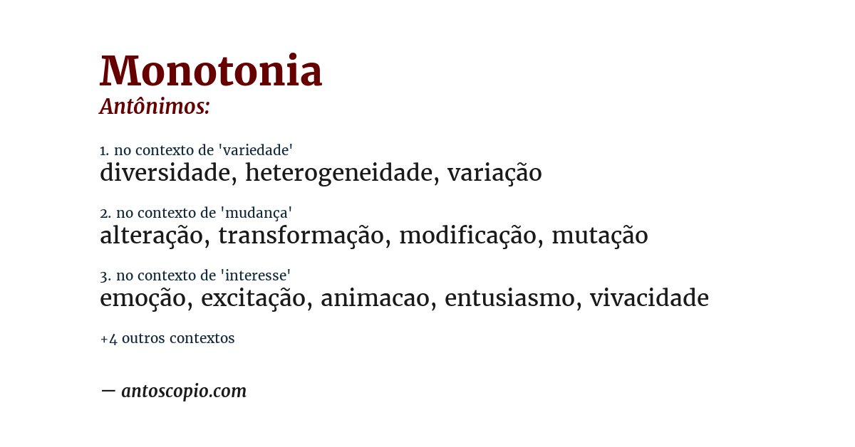 Antônimo de monotonia