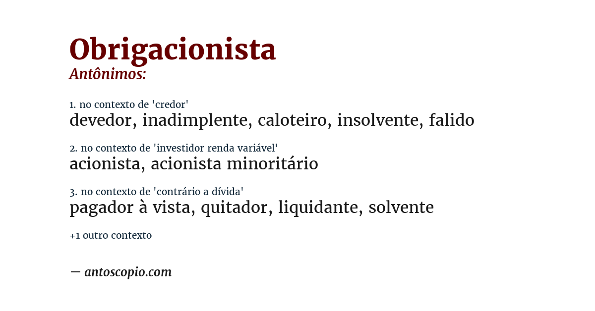 Antônimo de obrigacionista