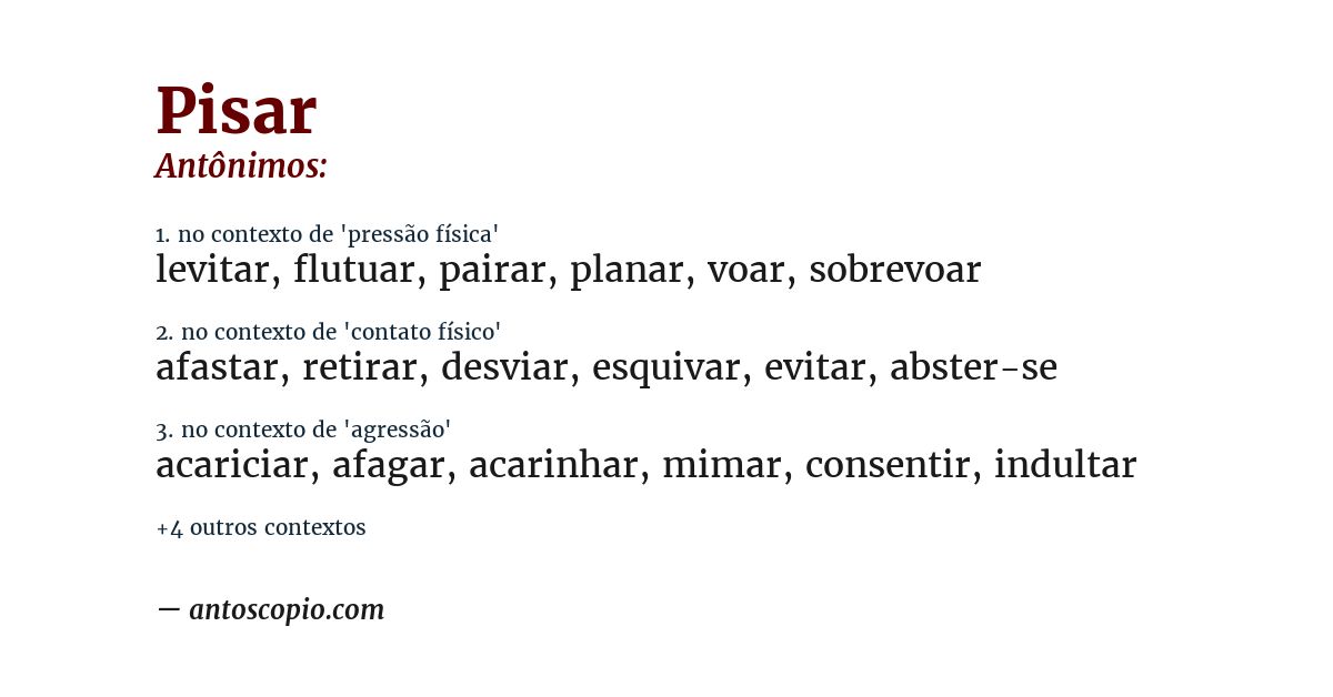 Antônimo de pisar