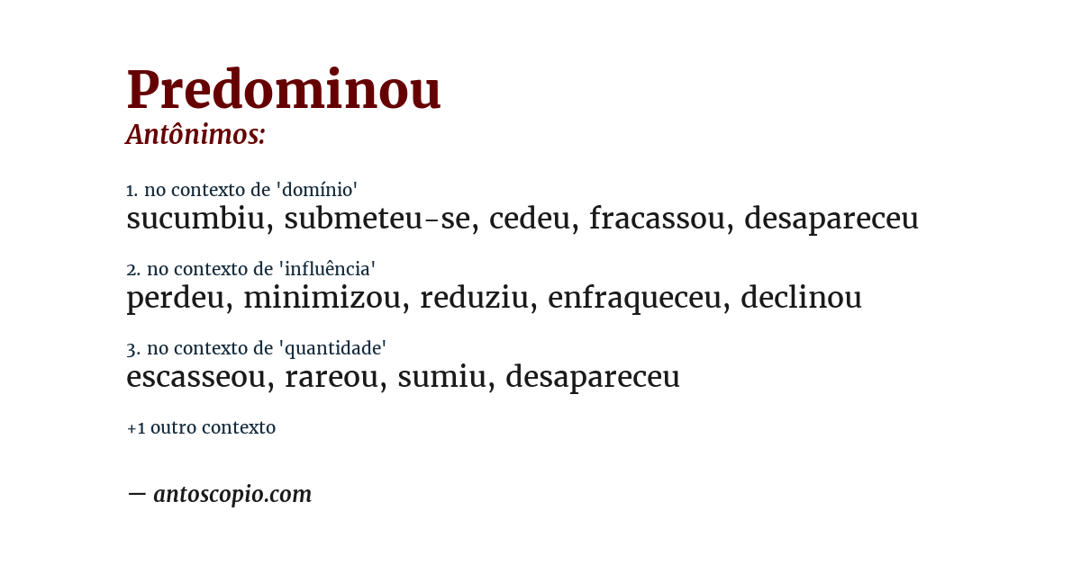 Antônimo de predominou