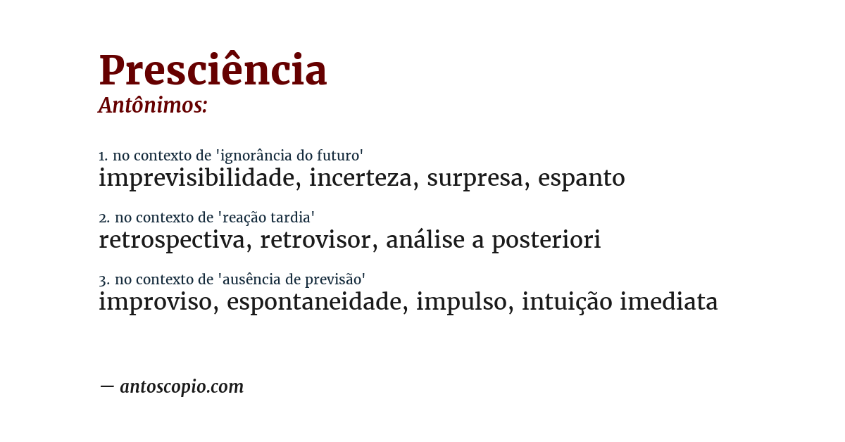 Antônimo de presciência