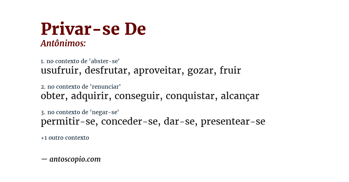 Antônimo de privar-se de