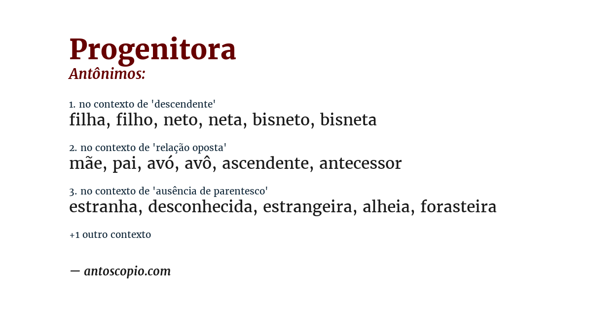 Antônimo de progenitora