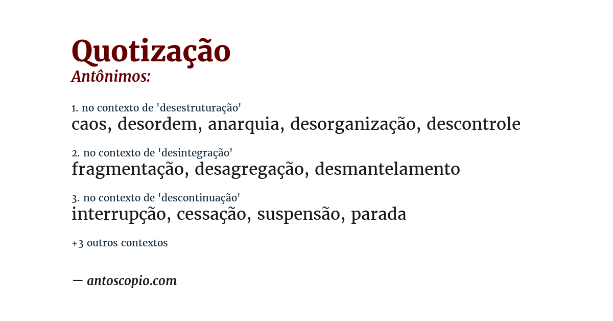 Antônimo de quotização