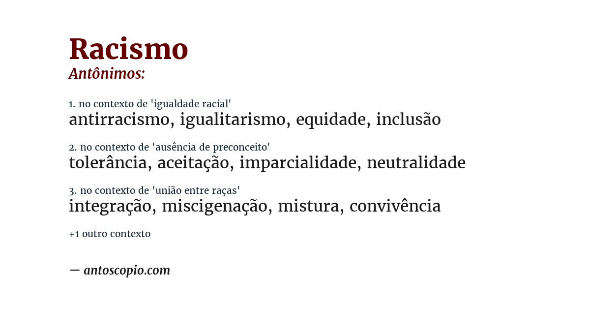 Antônimo de racismo