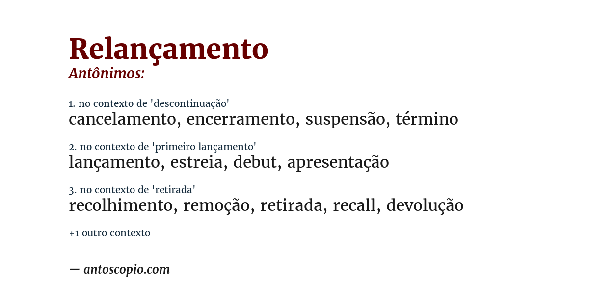 Antônimo de relançamento