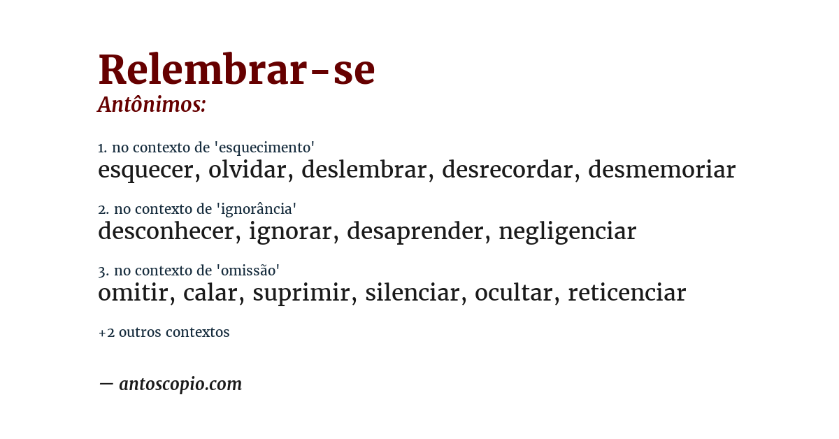 Antônimo de relembrar-se