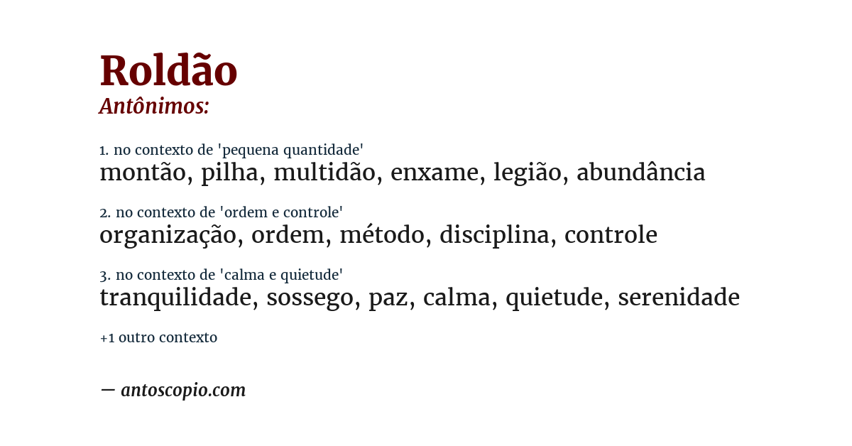 Antônimo de roldão