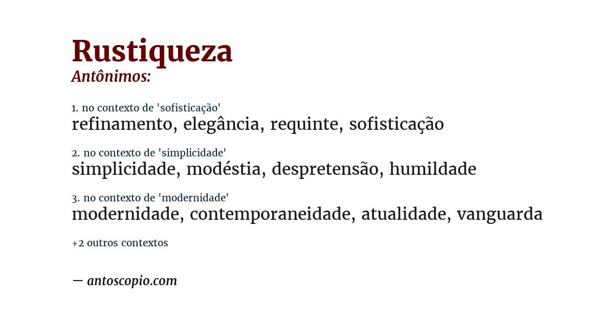Antônimo de rustiqueza