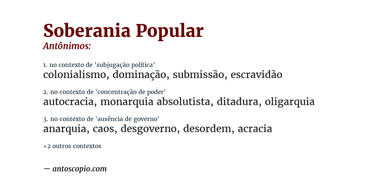 Antônimo de soberania popular