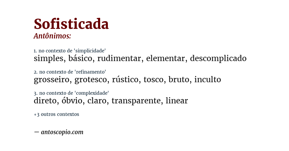 Antônimo de sofisticada