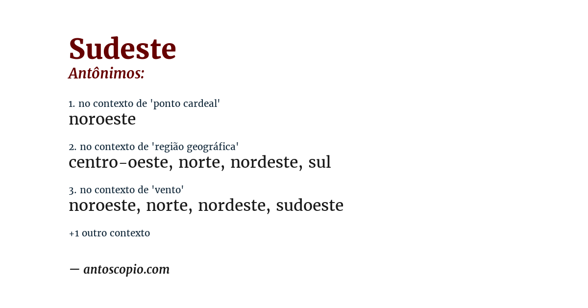 Antônimo de sudeste
