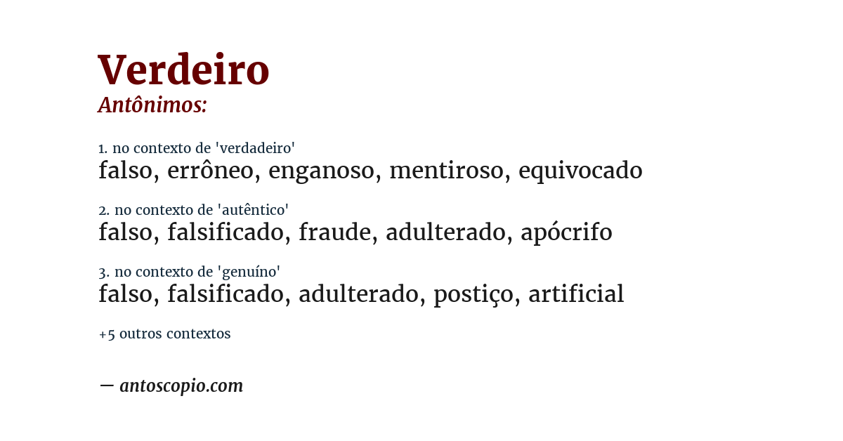 Antônimo de verdeiro