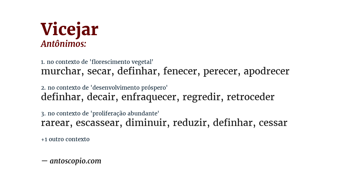 Antônimo de vicejar