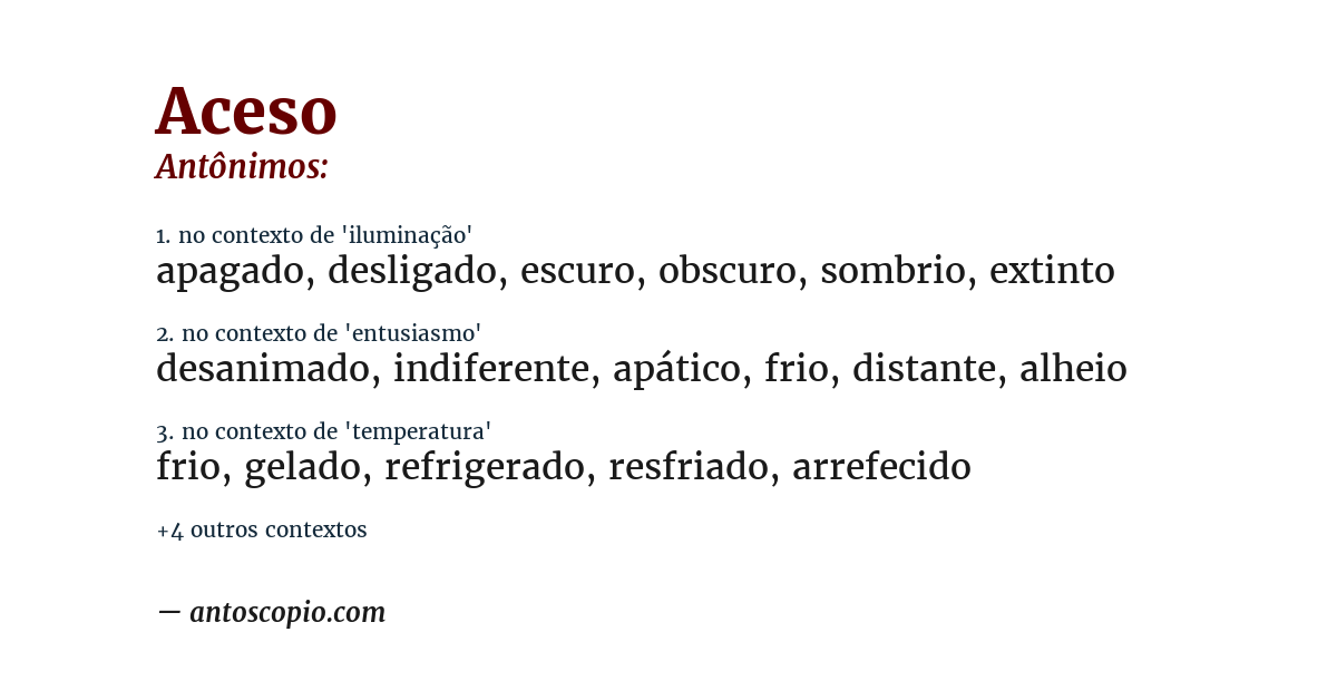 Antônimo de aceso
