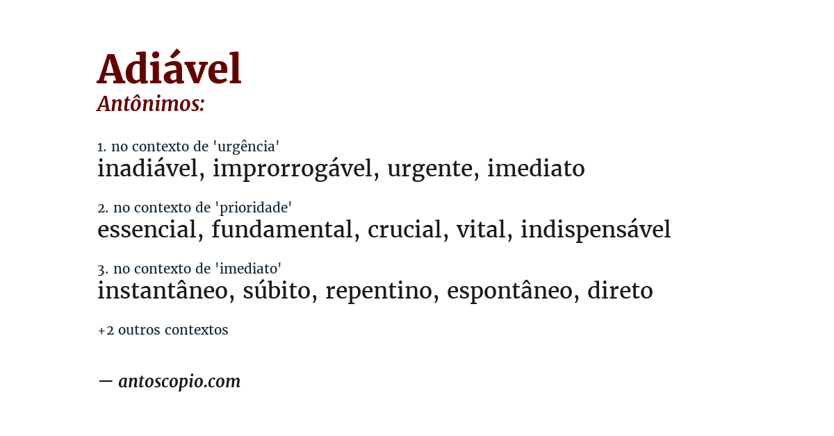 Antônimo de adiável