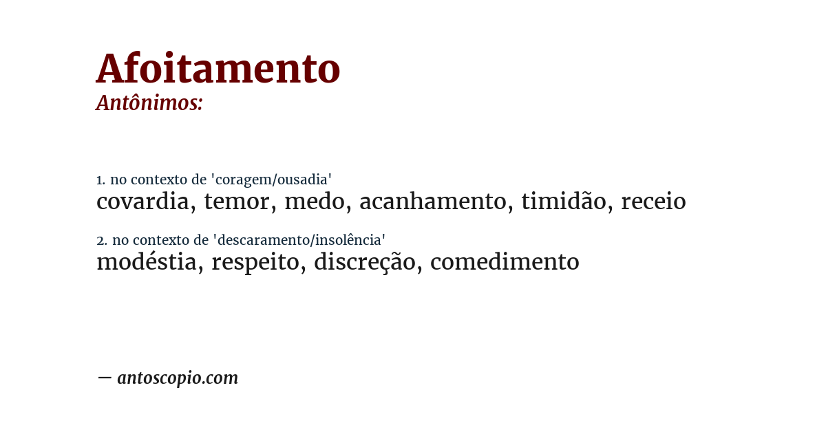 Antônimo de afoitamento