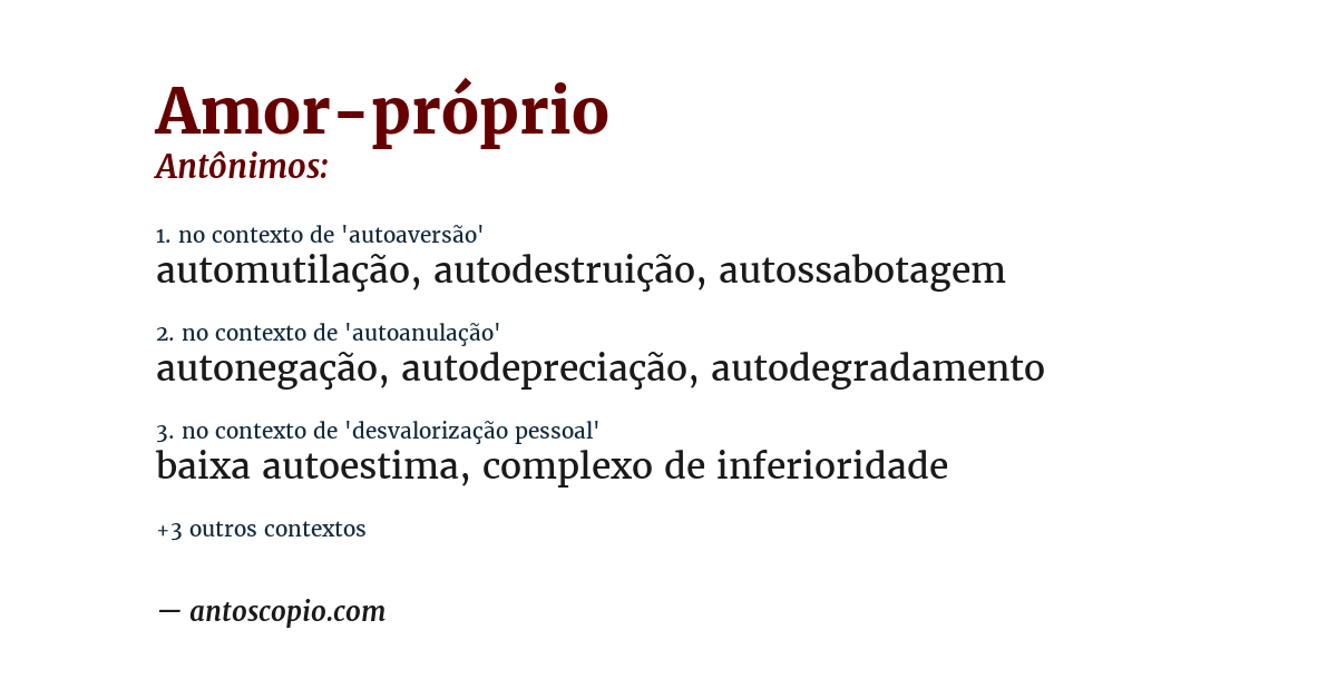 Antônimo de amor-próprio