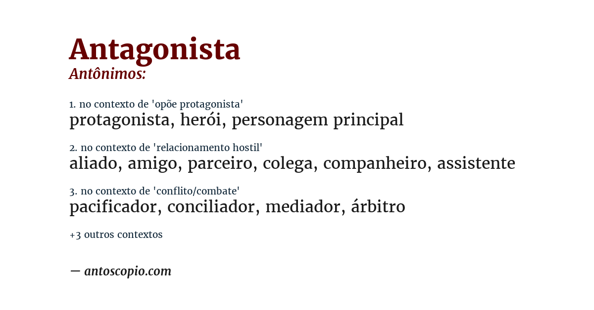 Antônimo de antagonista