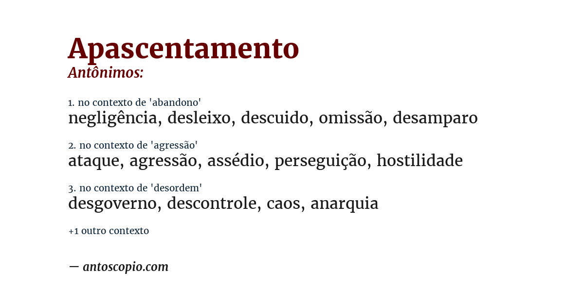 Antônimo de apascentamento