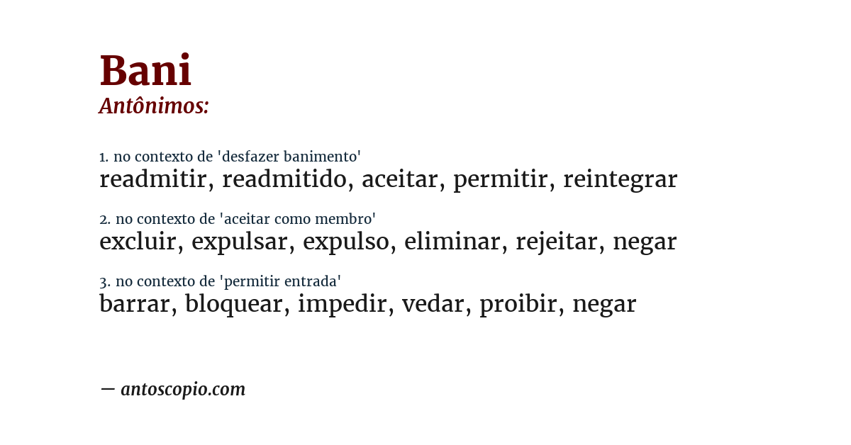 Antônimo de bani