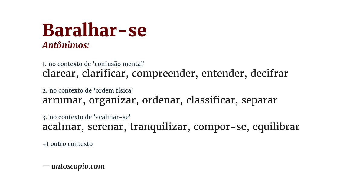 Antônimo de baralhar-se