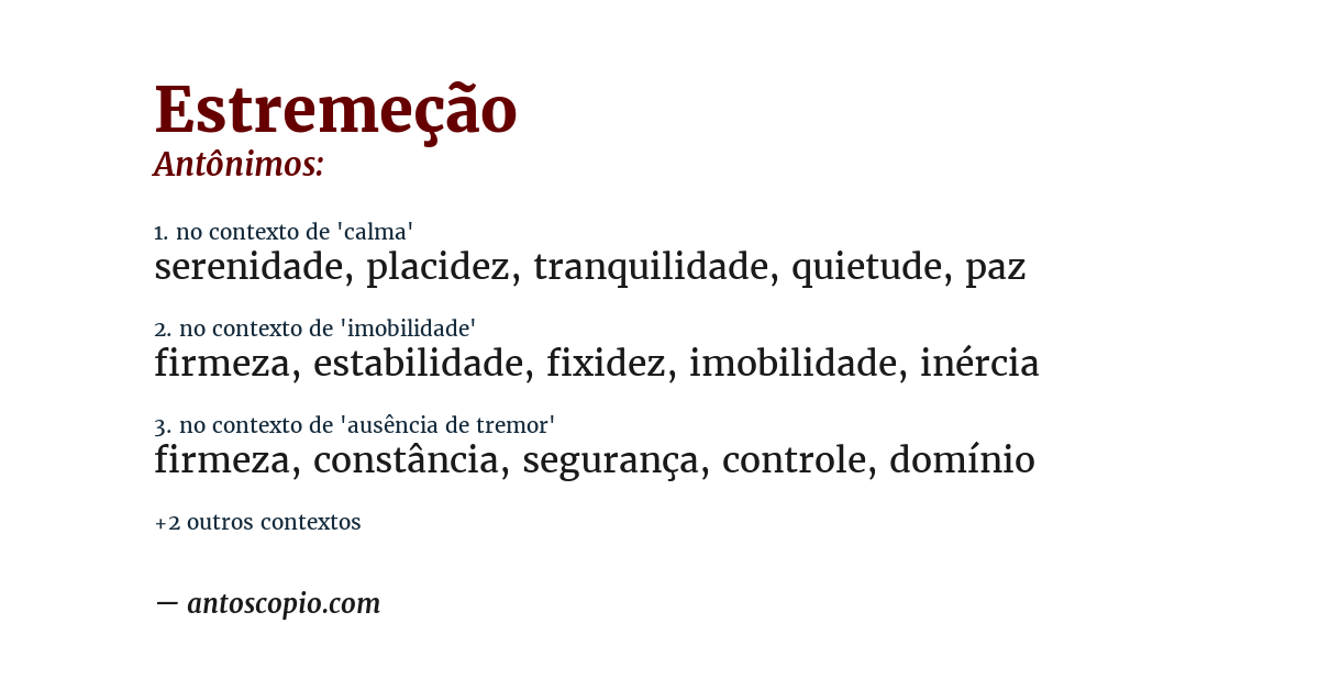 Antônimo de estremeção