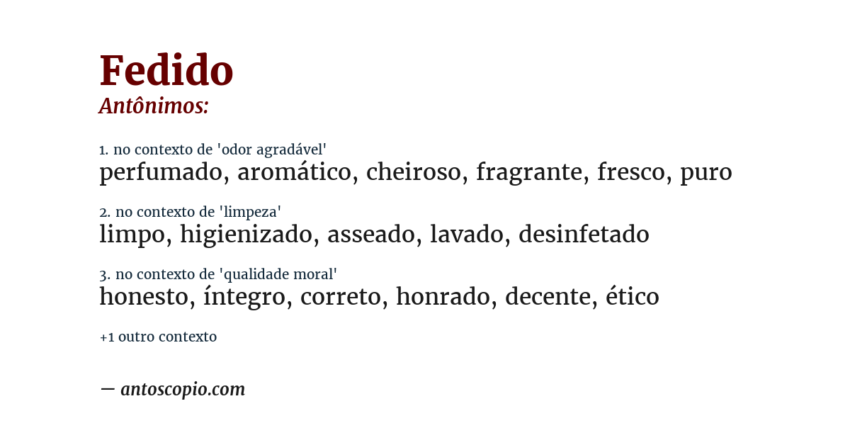 Antônimo de fedido