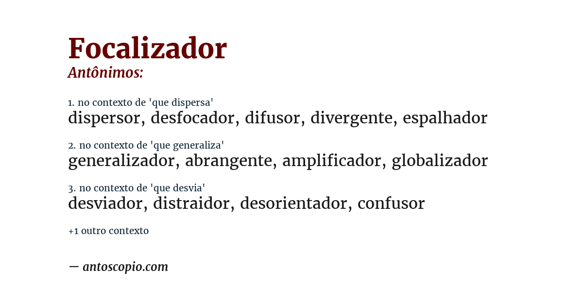 Antônimo de focalizador
