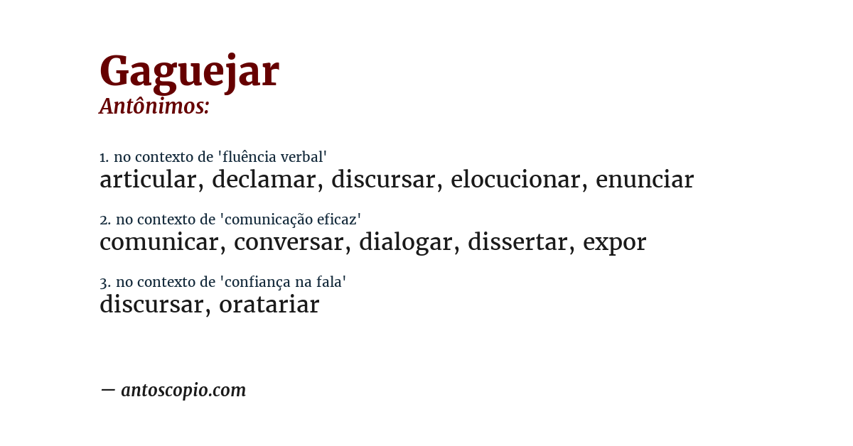 Antônimo de gaguejar