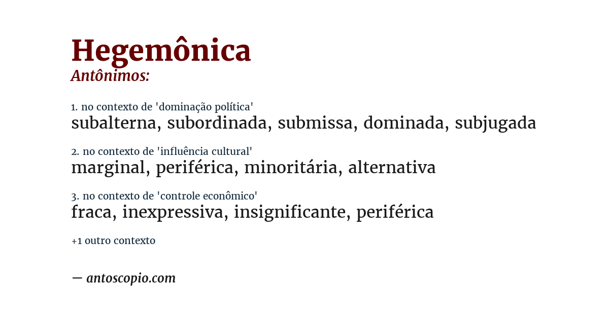 Antônimo de hegemônica