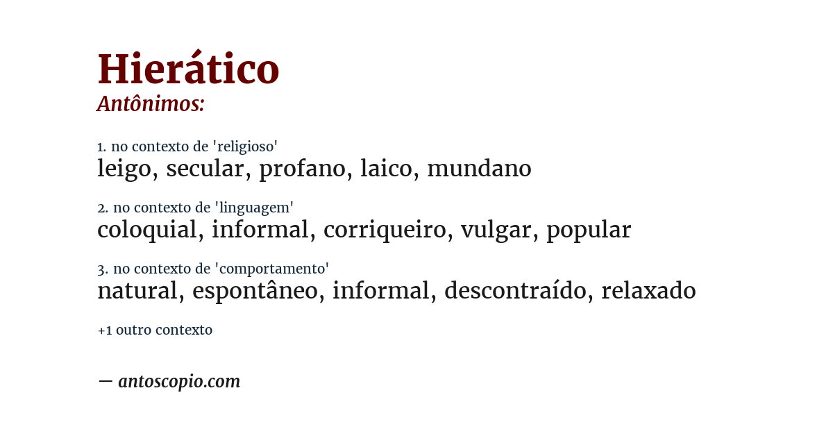 Antônimo de hierático