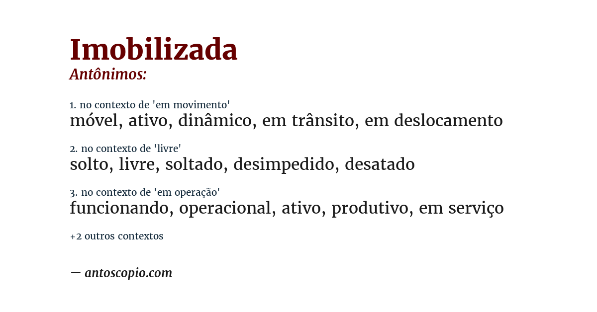 Antônimo de imobilizada