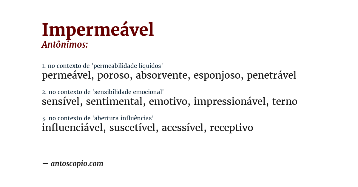 Antônimo de impermeável