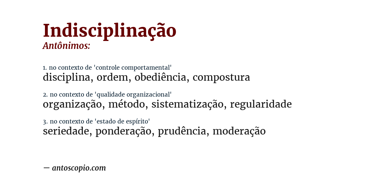 Antônimo de indisciplinação