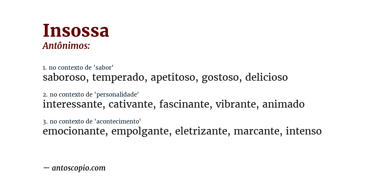 Antônimo de insossa